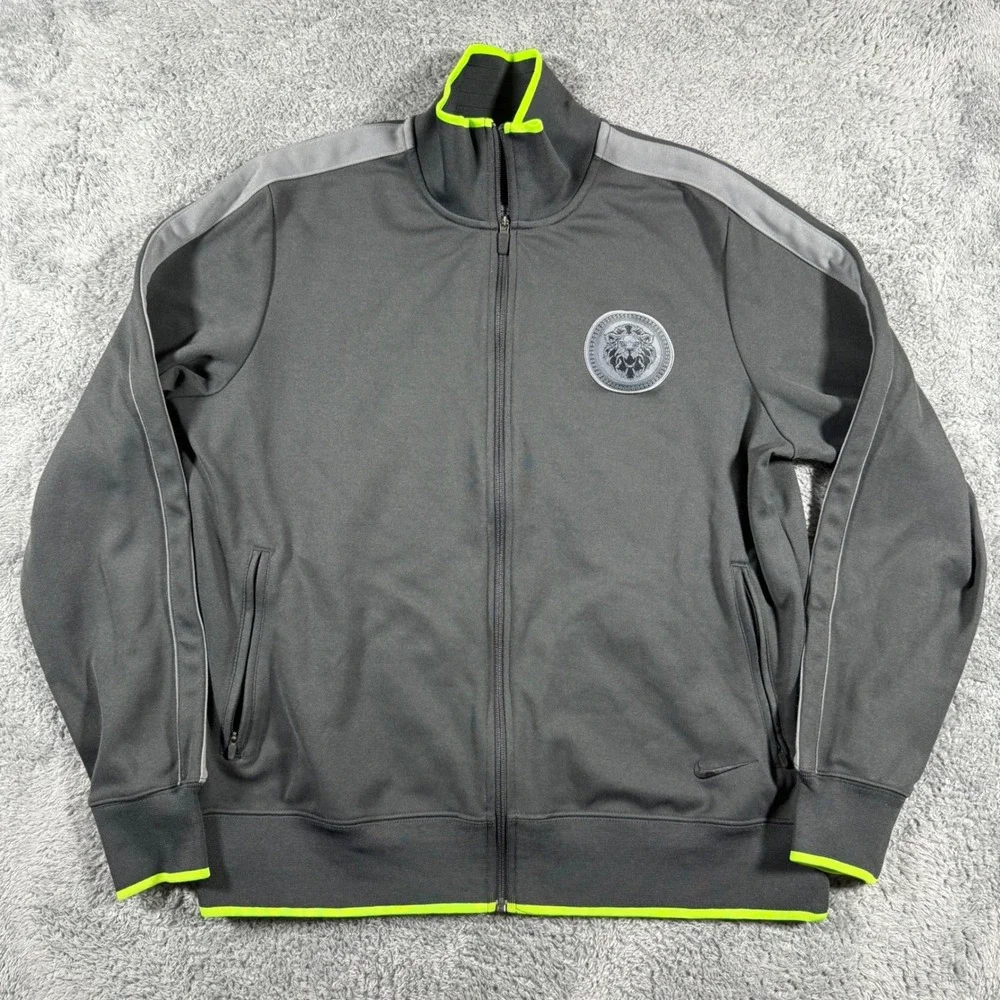 Nike LeBron James Basketball Track Jacket Full‎ Zip Gray Neon Warm Up Size XL